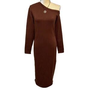 Blue Orchid NWT One Shoulder Midi Sweater Dress Women L